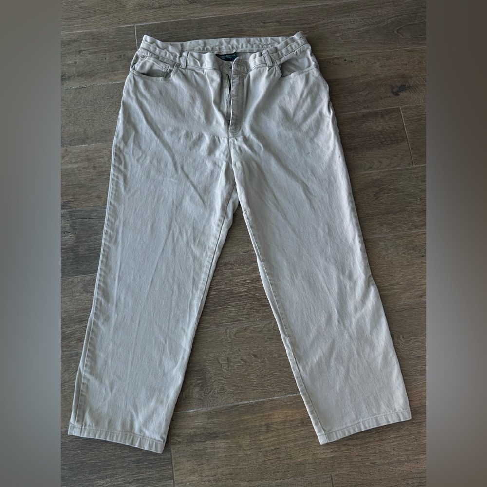 Vintage Lauren Ralph Lauren Jeans Co. High Rise Straight Leg Tan Jeans Cream 18W